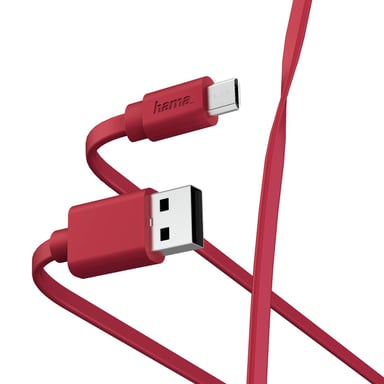 Câble de charge/données Flat USB-A - micro-USB, 1 m, rouge