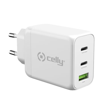 Celly TC3GAN65WWH cargador de dispositivo móvil Portátil, Smartphone, Tableta Blanco Corriente alterna Interior
