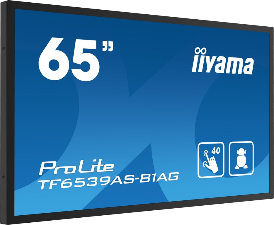 IIYAMA Modèle du produit : 64 5' Tactile PCAP dalle IPS LED 40 points 1920x1080 8ms 247 500cdm² 1200:1 2xHDMI 1xDisplayPort 3xUSB Paysage Portrait Installation à plat RS232C Neuf - vue 2