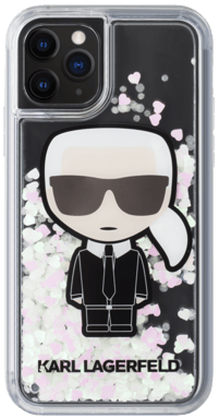 Funda iridiscente Karl Lagerfeld que brilla en la oscuridad para Apple iPhone 11 Pro, Negro