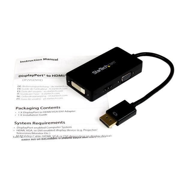 StarTech.com Adaptateur de voyage DisplayPort vers VGA / DVI / HDMI Covertisseur vidéo 3 en 1 Neuf - vue 2