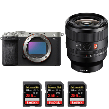 Appareil photo hybride Sony A7C II Silver + FE 50mm f/1.4 GM + 3 SanDisk 256GB Extreme PRO UHS-II + Ebook ''20 astuces pour des images qui claquent''