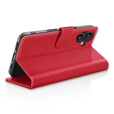 Custodia a portafoglio per iPhone 16 con supporto e linguetta magnetica