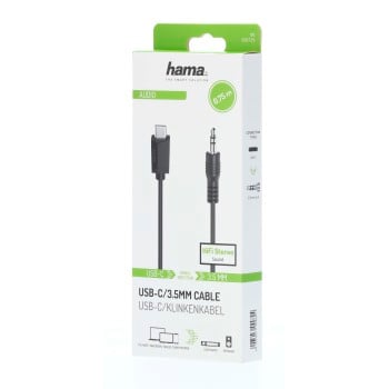 Hama 00200729 câble audio 0,75 m 3,5mm USB Type-C Noir