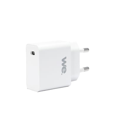 WE Bundle chargeur USB-C avec câble Chargeur 1 port USB-C 18W, PD 3.0 + 1 Câble USBC/USBC de 1 mètre blanc