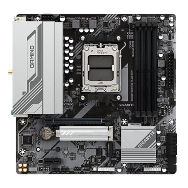 GIGABYTE B650M GAMING PLUS WIFI Carte mère - Processeurs AMD Ryzen 9000, VRM 5+2+2 phases, jusqu'à 8000 MHz DDR5, 2xPCIe 4.0 M.2, LAN 2.5GbE, WIFI 6E, USB 3.2 Gen 1