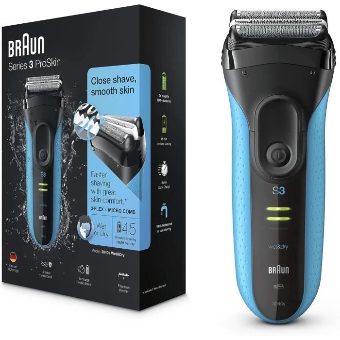 Rasoir Électrique Braun Series 3 ProSkin 3040s – Wet & Dry, 3 Éléments, Rechargeable - vue 3