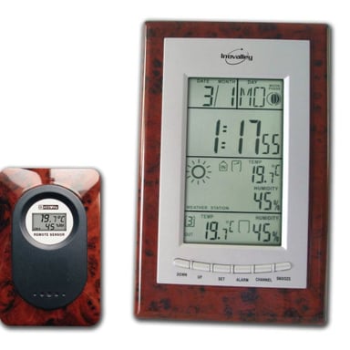 Estación meteorológica LCD en madera de olmo