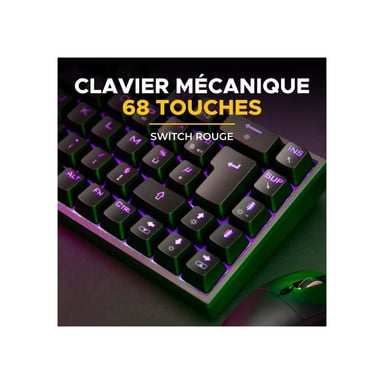 Combo Clavier 65% et Souris Gaming THE G-LAB Combo Titan 12 800 DPI Câblé Noir RGB