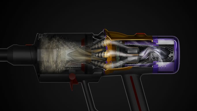 Dyson V12 Detect Slim Absolute Aspiradora escoba 2 en 1 Batería Secar Sin bolsa 0,35 L 545 W Níquel, Amarillo