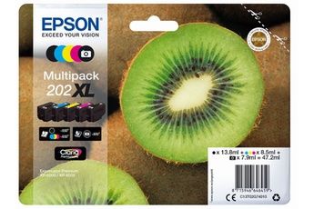 Cartouches d'encre Epson 202XL Multipack 5 couleurs Claria Premium Noir Photo/Cyan/Magenta/Jaune - Neuf