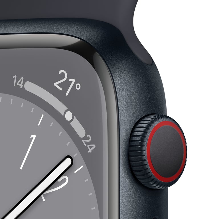 Watch Series 8 OLED 41 mm - Boîtier en Aluminium Minuit - GPS + Cellular - Bracelet Sport - Minuit