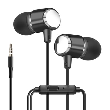 Écouteurs Jack 3.5mm Intra-auriculaires Microphone Kit Mains Libres Noir