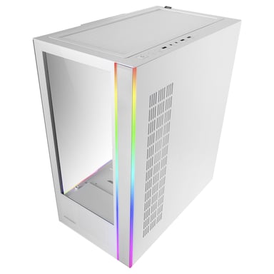 Mars Gaming MC-ULT, Caja Gaming Custom XXL E-ATX, Doble Cristal Templado 90º Sin Marco + Puerta Lateral, Soporte Completo Refrigeración Líquida, Torre PC con Diseño de Cámara Dual Vertical, Blanco