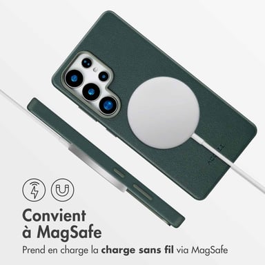 Accezz Coque arrière en cuir avec Magsafe pour Samsung Galaxy S25 Ultra - Cedar Green