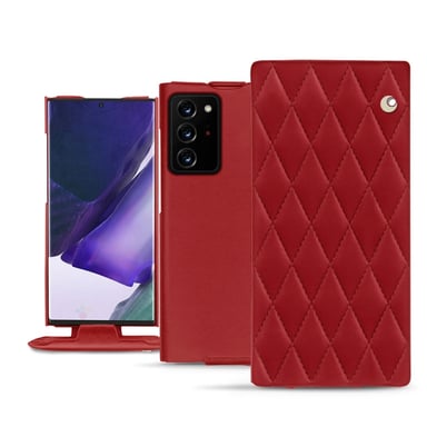 Housse cuir Samsung Galaxy Note20 Ultra - Rabat vertical - Rouge - Cuir lisse couture