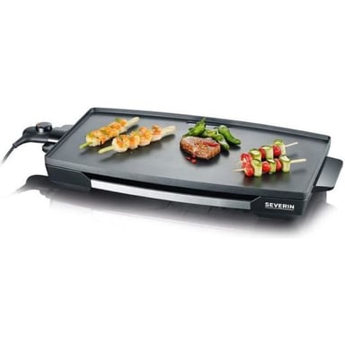 Plancha électrique Teppanyaki SEVERIN KG 2397 2200W thermostat réglable plaque fonte antiadhésive 60 x 35 cm Inox brossé/noir - Neuf