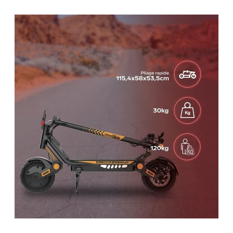 Trottinette électrique URBANGLIDE All Road 6 2x2 Pneus 10 Max 25 kmh Autonomie jusqu’à 80 km - vue 2
