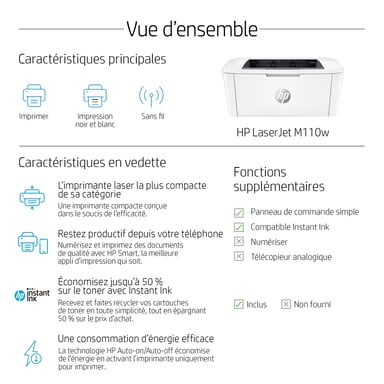 HP LaserJet M110w Sans fil Noir et blanc Imprimante