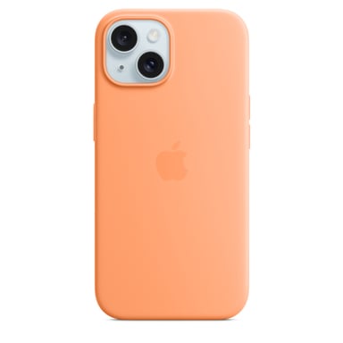 Coque en silicone avec MagSafe pour iPhone 15 Sorbet à l orange
