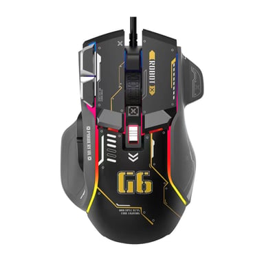 Ratón gaming ergonómico con RGB, ajustes de 6 DPI y 7000 Hz Black