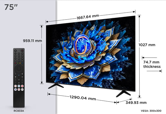 TCL T69C 75T69C TV 190,5 cm (75 ) 4K Ultra HD Smart TV Wifi Noir 350 cd/m² - Neu - vue 3