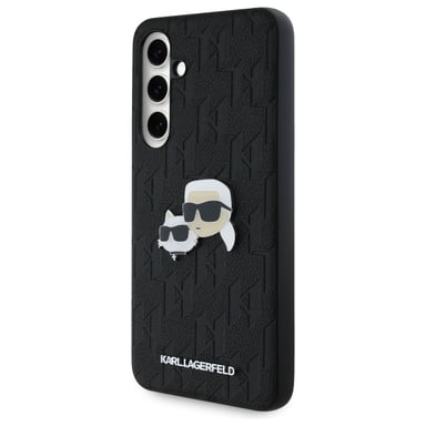 Funda Karl Lagerfeld para Samsung S24 FE S721 NEGRO funda rígida Monogram Karl&Chaoupette Head Pin