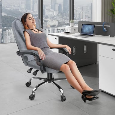 Silla de oficina ergonómica con amplio asiento acolchado, reclinable y regulable en altura?Silla de oficina de respaldo alto-Gris oscuro