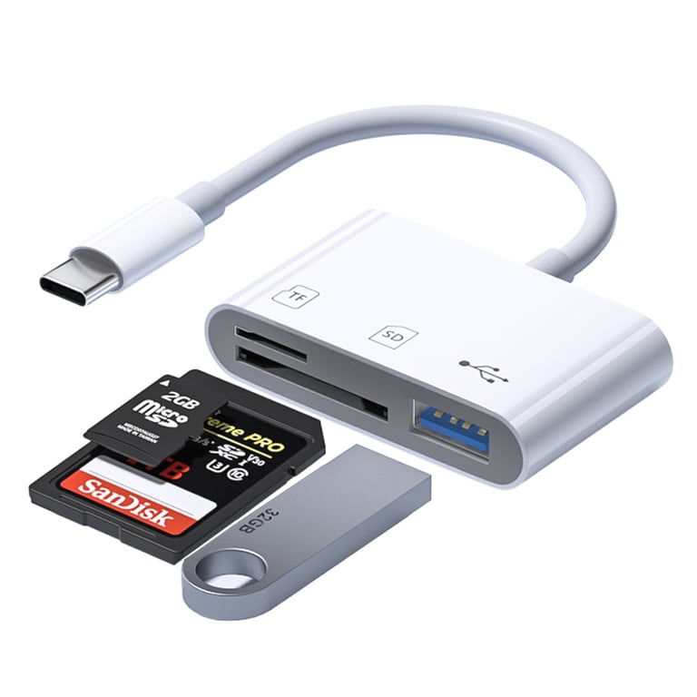 INF Lecteur de cartes 3 en 1 USB-C vers SD/TF/USB