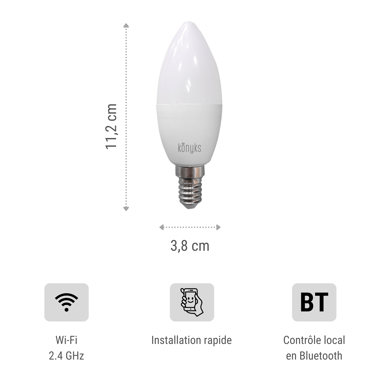 Lampadine connesse Antalya Easy E14 - Set di 2 LED Wi-Fi + Bluetooth E14 Bianco + Colori RGB