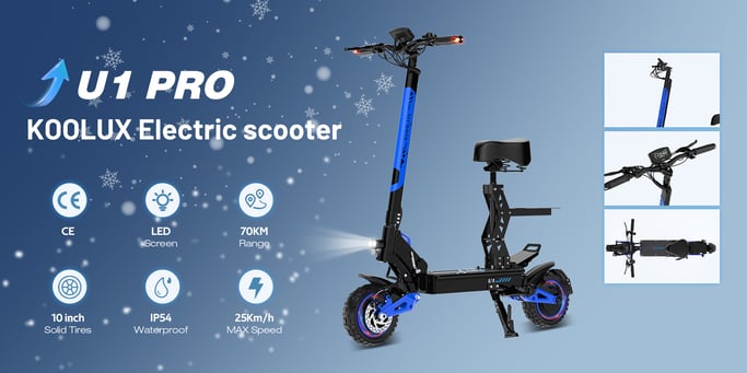 Trottinette Électrique U1 | Moteur 500W*2 | Batterie 48V 15.6Ah | Pneus 10 Pouces | Vitesse Max 25 km/h | Autonomie 60 km | Bleu