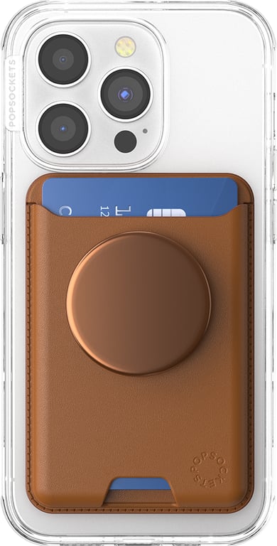 Porte cartes PopSockets PopWallet compatible MagSafe Cognac - vue 5