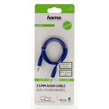 Hama Flexi-Slim câble audio 0,75 m 3,5mm Bleu