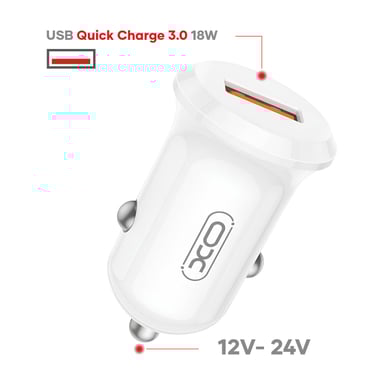 Chargeur Voiture Allume Cigare USB 2A Charge Rapide 18W XO Blanc