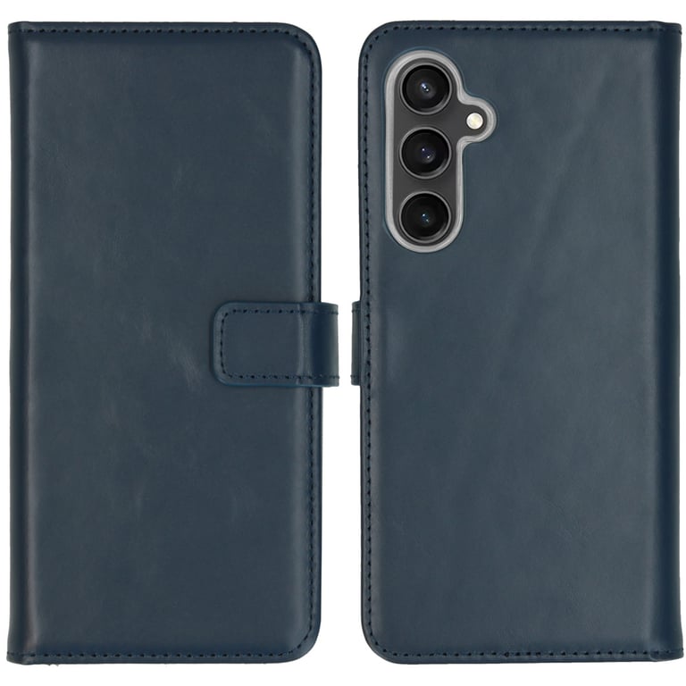 Selencia Étui portefeuille en cuir véritable pour Samsung Galaxy S23 FE - Bleu - Neuf