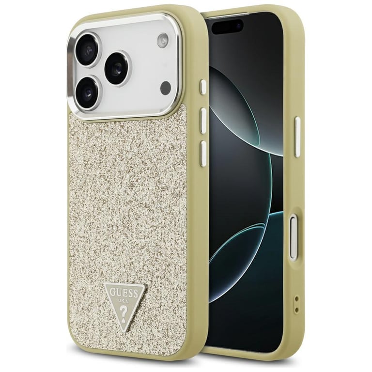 Guess Coque Glitter Triangle Logo MagSafe pour iPhone 17 Pro
