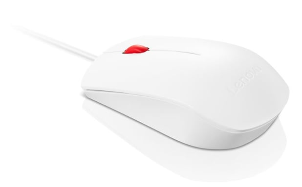 LENOVO Essential ratón con cable - Ambidiestro - Sensor óptico 1600 dpi - 3 botones - Blanco
