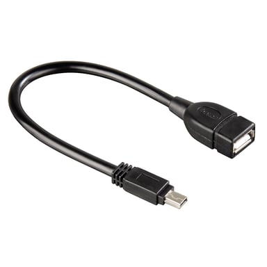 Câble d´adaptation USB-2.0, mini USB B mâle - USB A femelle, noir