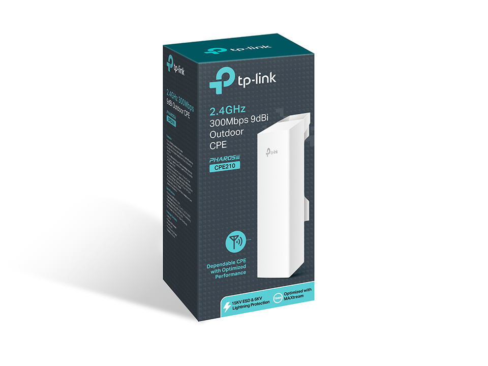 TP-Link CPE210 300 Mbit/s Blanc Connexion Ethernet, supportant l'alimentation via ce port (PoE) - Neuf
