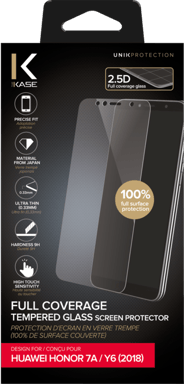 Protezione dello schermo in vetro temperato (100% di copertura della superficie) per Huawei Honor 7A/ Y6 (2018), trasparente