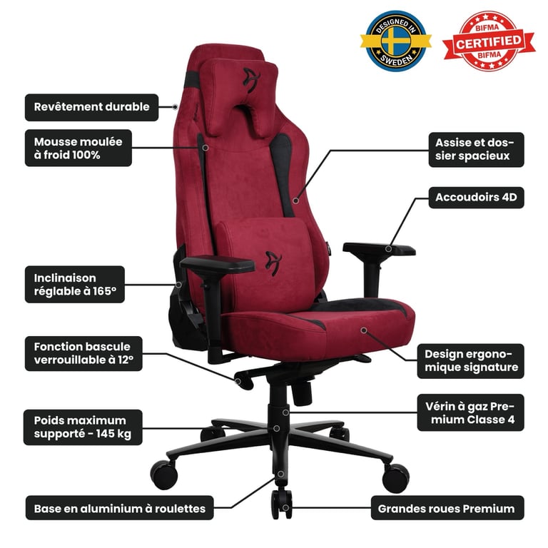 Arozzi Vernazza Supersoft™ - Fabric - Bordeaux - Neuf