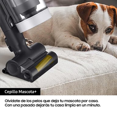 SAMSUNG Bespoke Jet Plus Pet VS20B95823W - Aspirateur Balai + Clean Station 2.0 - 580 W - 210 AW