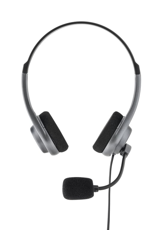 Bluestork MC-101 écouteur/casque Avec fil Arceau Bureau/Centre d'appels Noir, Argent