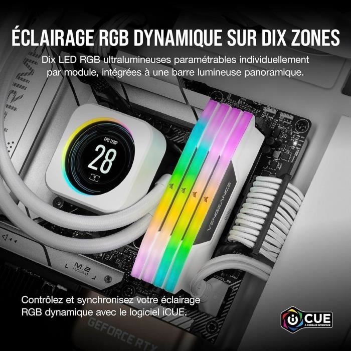 Corsair Vengeance RGB module de mémoire 32 Go 2 x 16 Go DDR5 288-pin DIMM ECC - Neuf