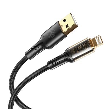 Câble de données transparent Tellur USB vers Lightning, 2,4 A, 1 m, noir