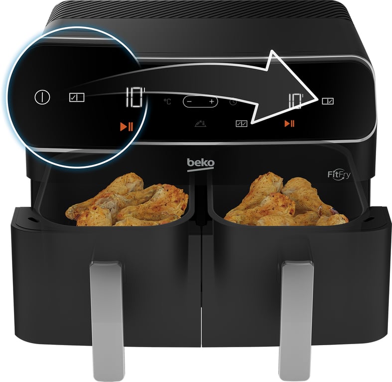 Beko FRL5388B Double 4,25 L Autonome 2400 W Friteuse d'air chaud Noir - Neuf