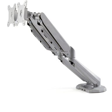 StarTech.com Supporto per due monitor con montaggio su scrivania con pass-through USB a 2 porte integrato (DESK MOUNT DUAL MONITOR ARM - ERGONOMIC VESA MOUNT STAND)