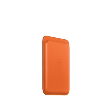 Porte-cartes en cuir avec MagSafe pour iPhone - Orange