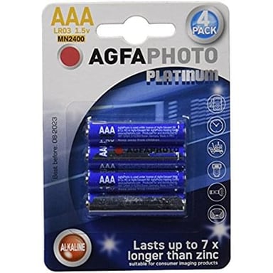 AGFAPHOTO - Pilas - Micro Pilas LR03 / Alcalinas AAA - Pack 1x4 Piezas
