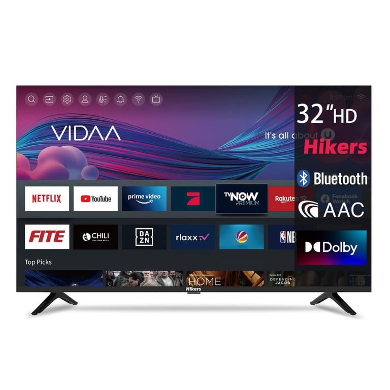 Hikers 32FZ B Téléviseur Smart TV Écran 32 pouces Résolution Smart HD 1366*768 Soutien Android Qualité sonore Dolby Atmos Neuf